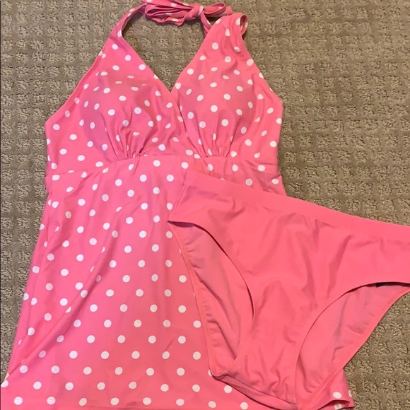 Dynabelly Swim Zulily Maternity Bathing Suit Pink Polka Dots New